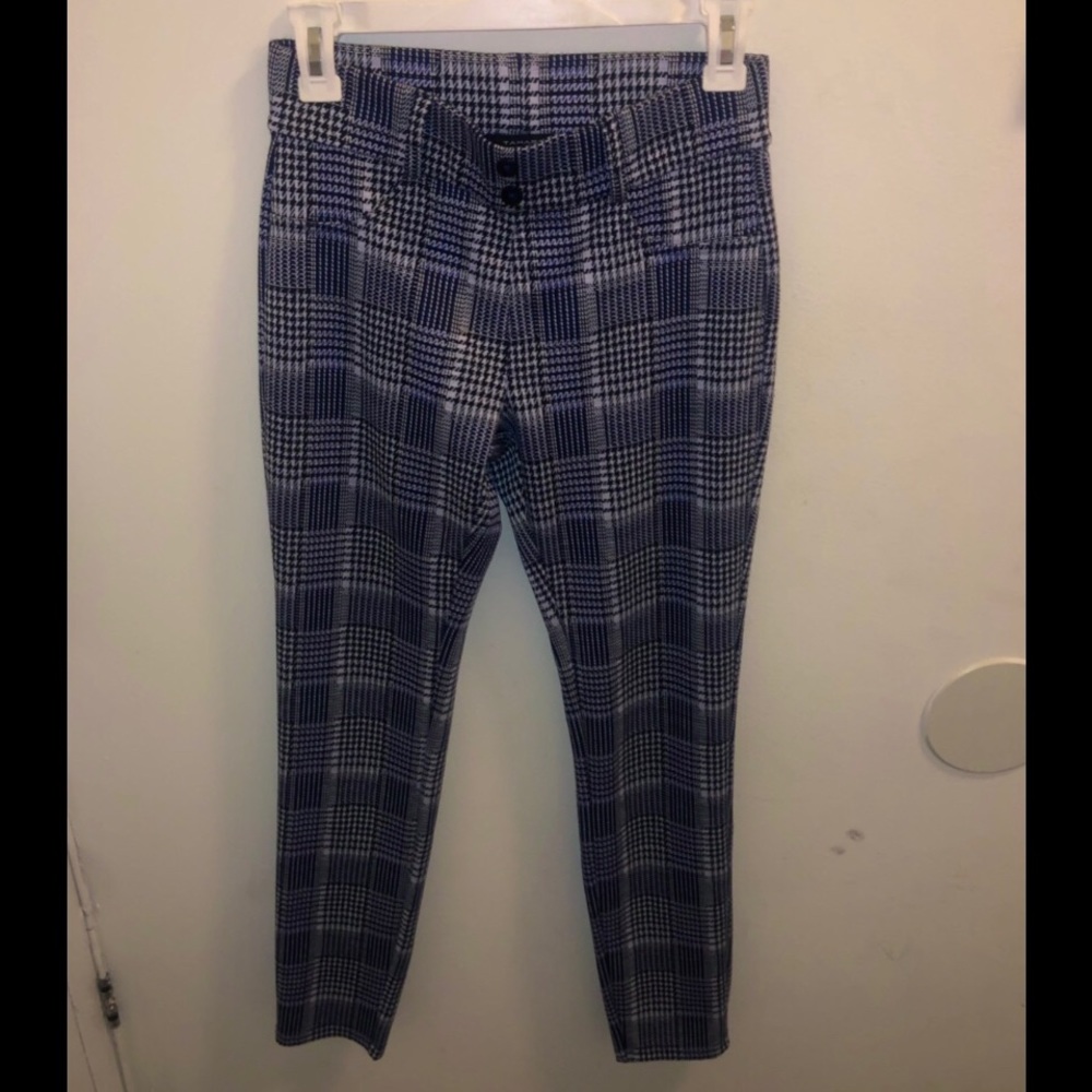 NWT Tahari Blue/Black Plaid Career Stretch Pants